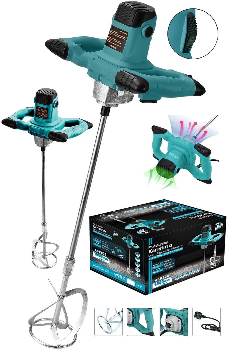 Assur Profesyonel 1800W Devir Ayarlı Elektrikli Alçı Boya Ve Harç Karıştırıcı Mikser
            
            
                (ASR802-02-43)