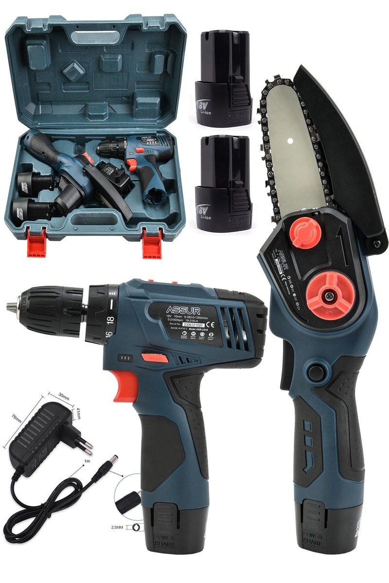 Assur Profesyonel 18V Çift Akülü Vidalama & Ağaç Odun Dal Budama Testeresi 2'li Set
            
            
                (ASR1015-02-2)