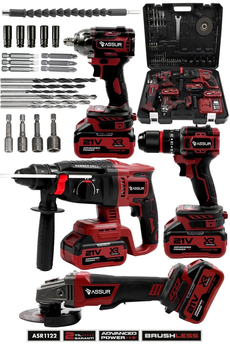 Assur Profesyonel 21V 4'lü Set Somun Sıkma Sökme & Matkap & Kırıcı Delici Hilti & Taşlama
            
            
                (ASR1122-02-05)