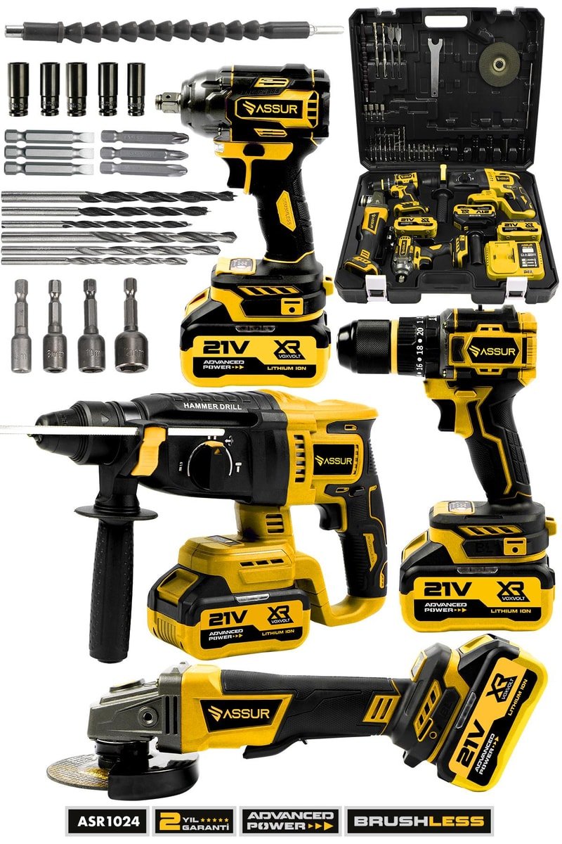Assur Profesyonel 21V Akülü Somun Sıkma & Taşlama & Kırıcı Delici Hilti & Matkap 4'lü Set
            
            
                (ASR1024-02-9)