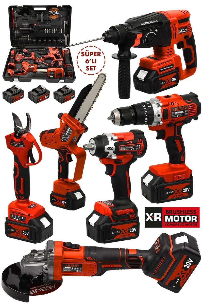 Assur Profesyonel 21V Akülü Somun Sökme Vidalama Taşlama Dal Budama Testere Kırıcı Delici Hilti 6'lı Set
            
            
                (ASR1055-02-9)