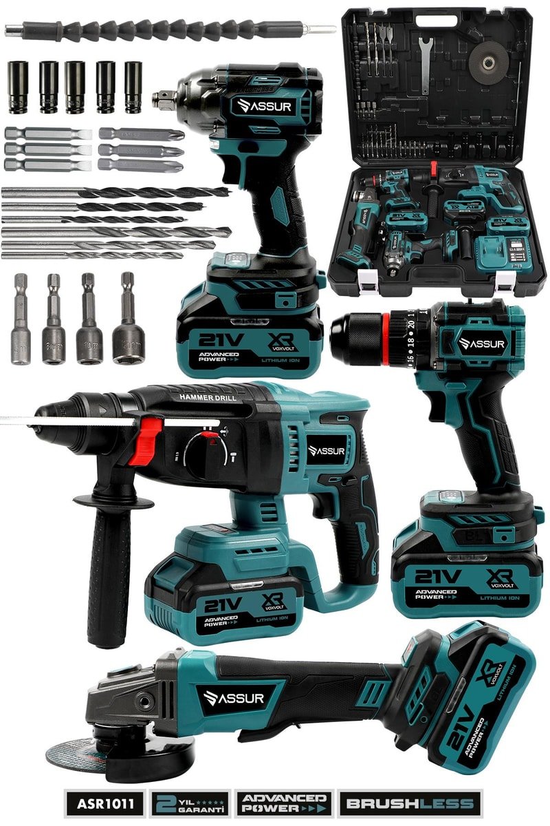 Assur Profesyonel 21V Akülü Vidalama & Taşlama & Kırıcı Delici Hilti & Somun Sıkma Sökme 4'lü Set
            
            
                (ASR1011-02-02)
