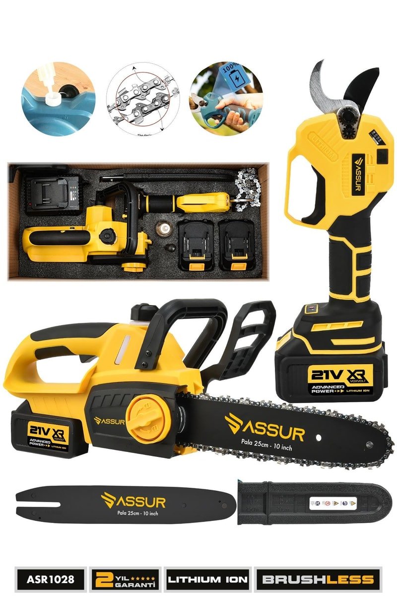 Assur Profesyonel 21V Çift Akülü Ağaç Kesme Budama Hızar Testere ve Budama Makası
            
            
                (ASR1028-02-18)