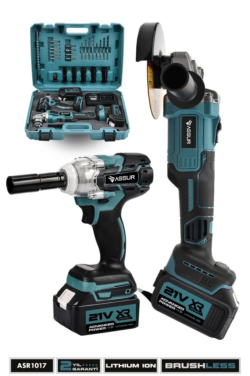 Assur Profesyonel 21V Çift Akülü Kömürsüz 125 Mm Taşlama + Darbeli 450 Nm Somun Sıkma Sökme 2'li Set
            
            
                (ASR1017-02-01)