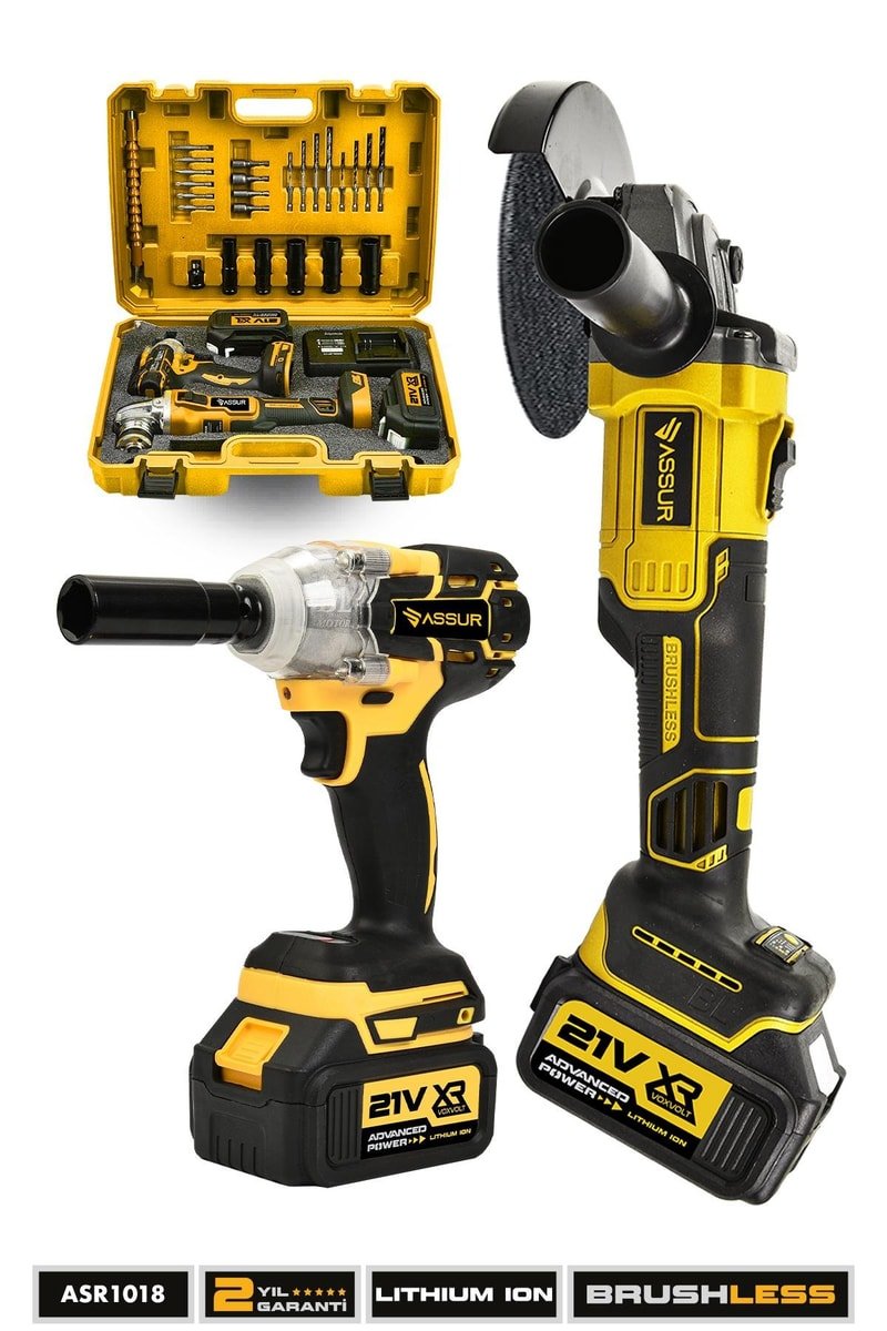 Assur Profesyonel 21V Çift Akülü Kömürsüz Darbeli 450 Nm Somun Sıkma Sökme + 125 Mm Taşlama 2'li Set
            
            
                (ASR1018-02-9)