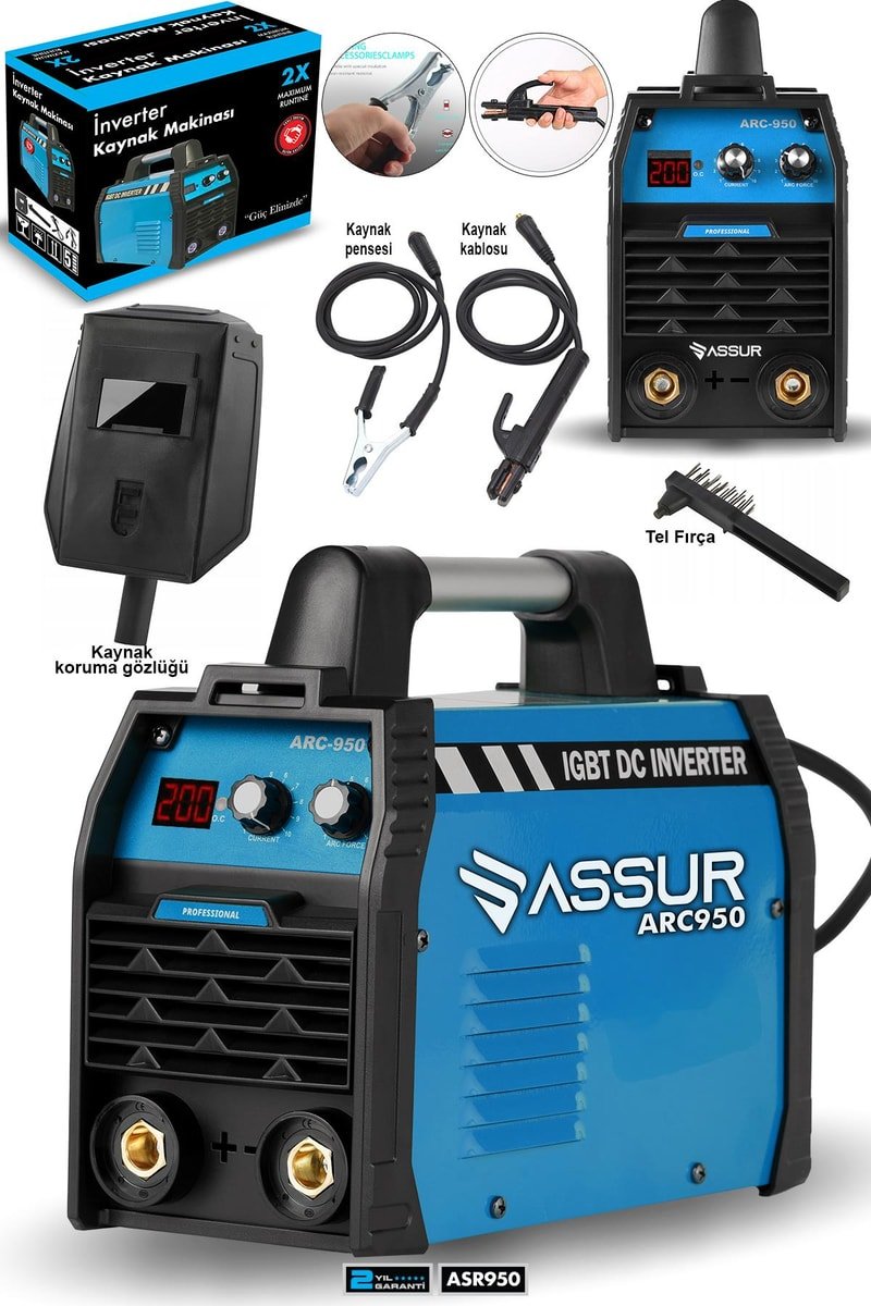 Assur Profesyonel 250 Amper Bakır Sargı Dijital Göstergeli inverter Çanta Kaynak Makinesi
            
            
                (ASR950-58)