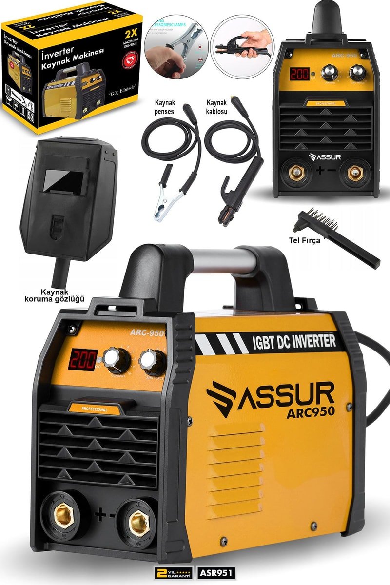 Assur Profesyonel 250 Amper Bakır Sargı Dijital Göstergeli inverter Çanta Kaynak Makinesi
            
            
                (ASR951-58)