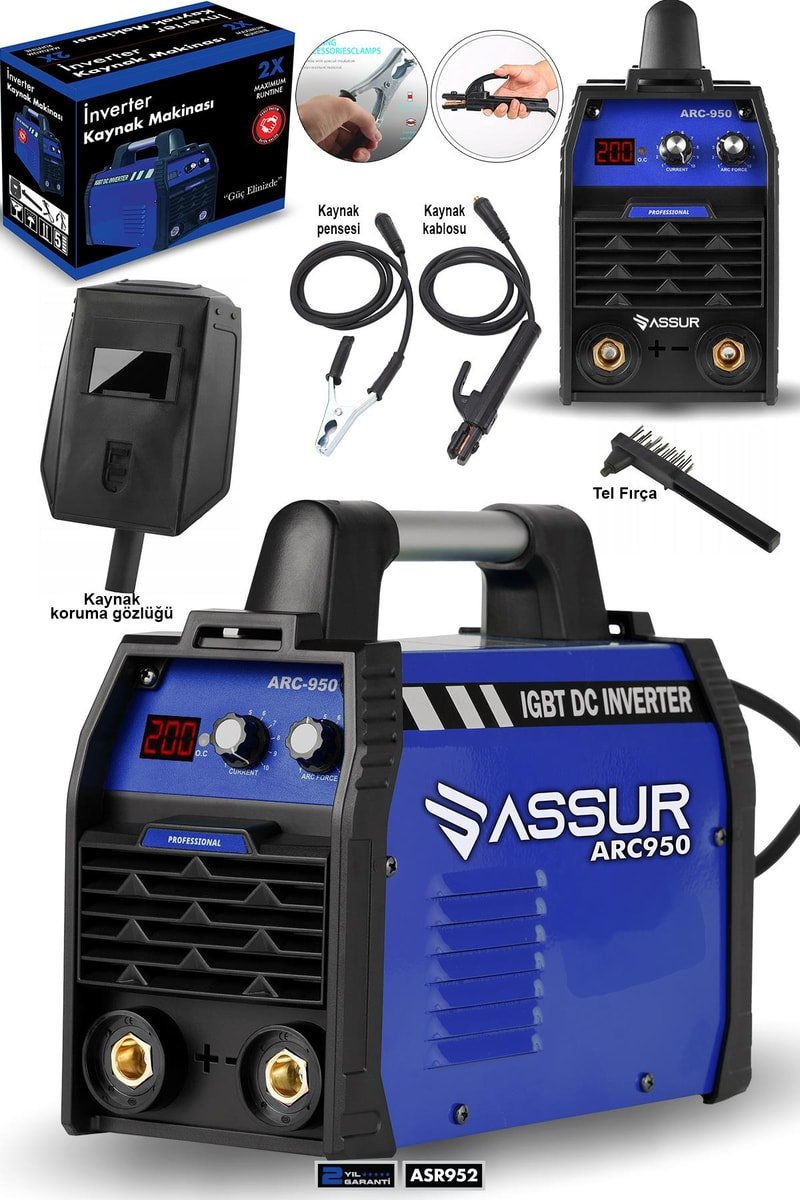Assur Profesyonel 250 Amper Bakır Sargı Dijital Göstergeli inverter Çanta Kaynak Makinesi
            
            
                (ASR952-58)