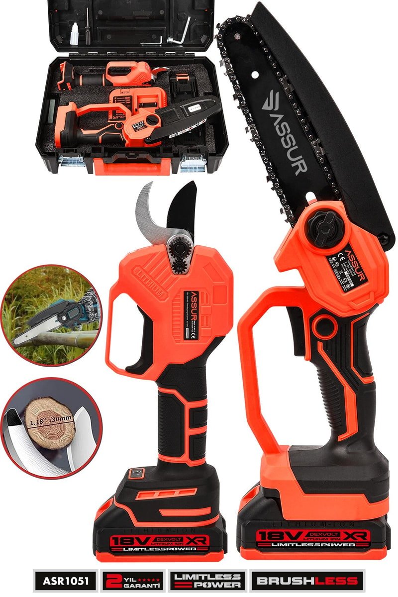 Assur Profesyonel 2'li Set 18V Çift Akülü Budama Testeresi ve Budama Testeresi Makinesi
            
            
                (ASR1051-02-24)