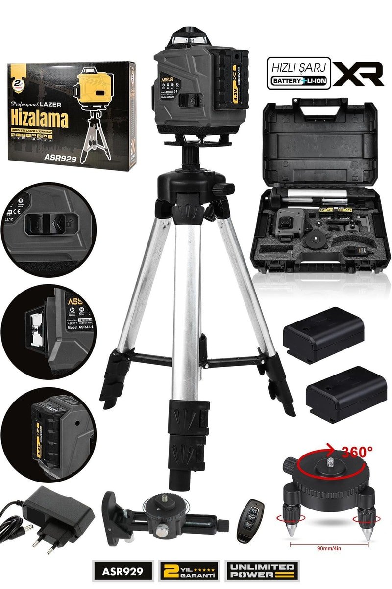 Assur Profesyonel 360° 16 Köşe Otomatik Hizalama Tripod'lu Lazer Metre Hizalama
            
            
                (ASR929-02-03)