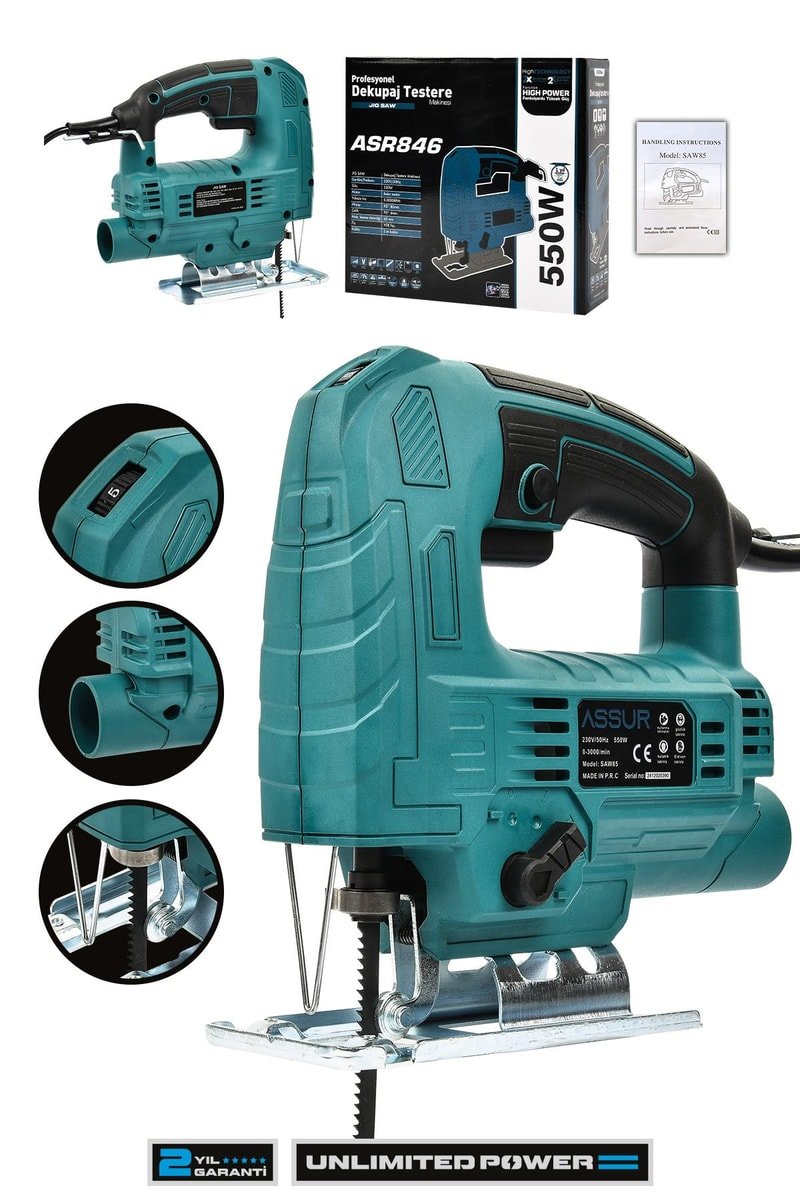 Assur Profesyonel 550W Devir Ayarlı Dekupaj Testere Makinesi
            
            
                (ASR846-02-36)