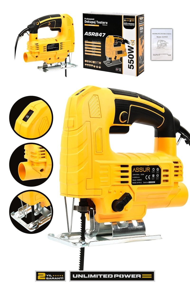 Assur Profesyonel 550W Devir Ayarlı Dekupaj Testere Makinesi
            
            
                (ASR847-02-08)