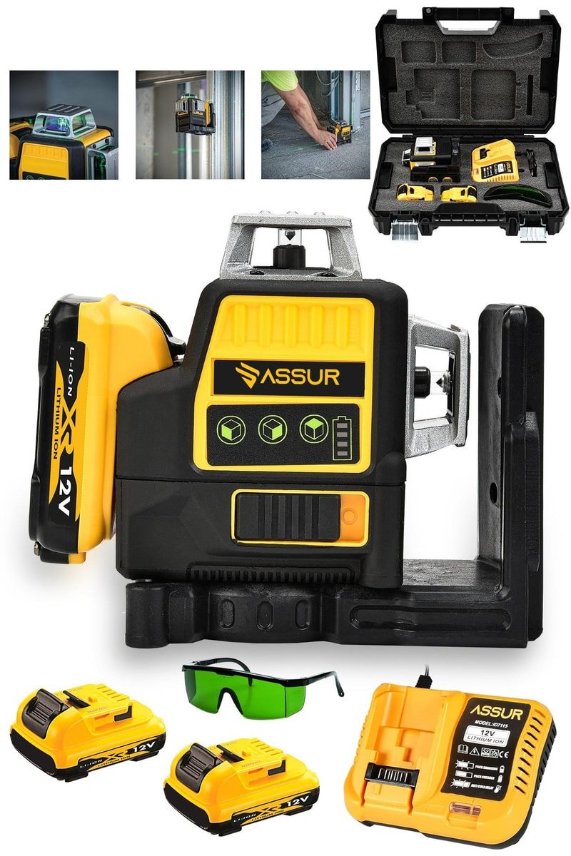 Assur Profesyonel Çift Akülü 12 Köşe 360° Otomatik Hizalamalı Lazer Metre Yeşil Çizgili Hizalama
            
            
                (ASR905-02-03)