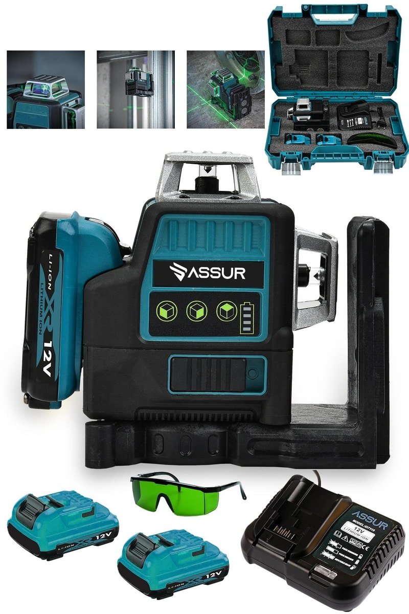 Assur Profesyonel Çift Akülü 12 Köşe 360° Otomatik Hizalamalı Lazer Metre Yeşil Çizgili Hizalama
            
            
                (ASR906-02-03-01)