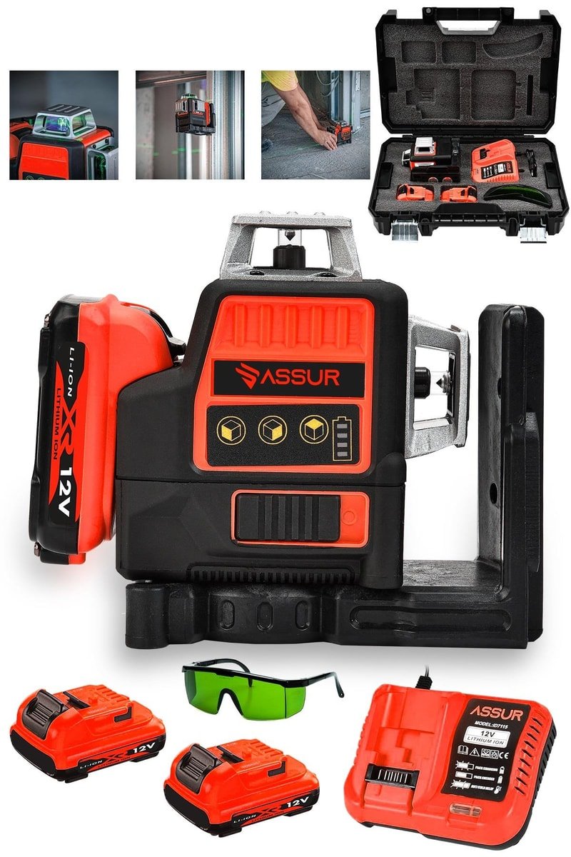 Assur Profesyonel Çift Akülü 12 Köşe 360° Otomatik Hizalamalı Lazer Metre Yeşil Çizgili Hizalama
            
            
                (ASR907-02-03)