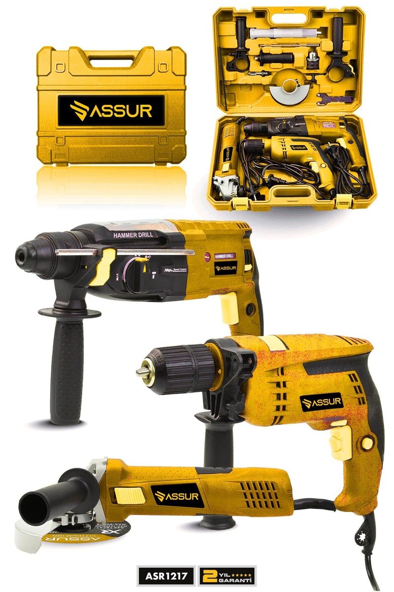 Assur Profesyonel Elektrikli 3'lü Set Taşlama,Kırıcı/Delici Hilti,Matkap
            
            
                (ASR1217-01)