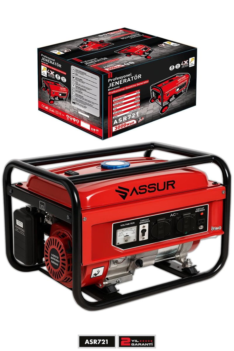 Assur Profesyonel Monofoze 3000W Benzinli Jeneratör
            
            
                (ASR721-02-015)