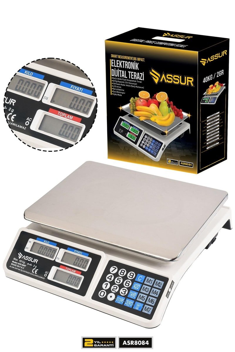 Assur Şarjlı Akülü Fiyat Hesaplamalı 40 Kg Dijital Terazi
            
            
                (ASR8084-02-60)