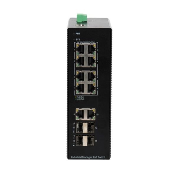 BDCOM IES200-V25-4S2T8P 8 Port Gigabit Endüstriyel PoE+2-Port RJ-45 + 4Port Gigabit SFP L2+,240W