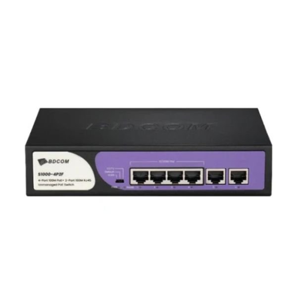 BDCOM S1000-4P2F 4-Port 10/100M PoE+ 2-Port 10/100M RJ45 Uplink,  60W