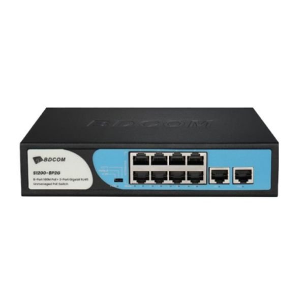 BDCOM S1200-8P2G 8-Port 10/100M PoE+ 2 Port Gigabit RJ-45 , 90W , desktop/rack mounted