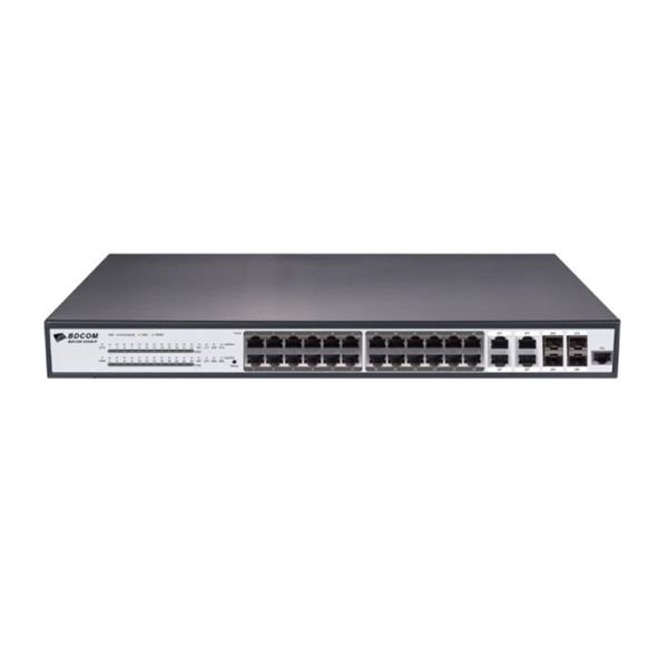 BDCOM S2528-P 24-Port Gigabit PoE Layer3 Lite 370w + 4-Port Gigabit SFP/RJ45 Combo 19",rack mounted