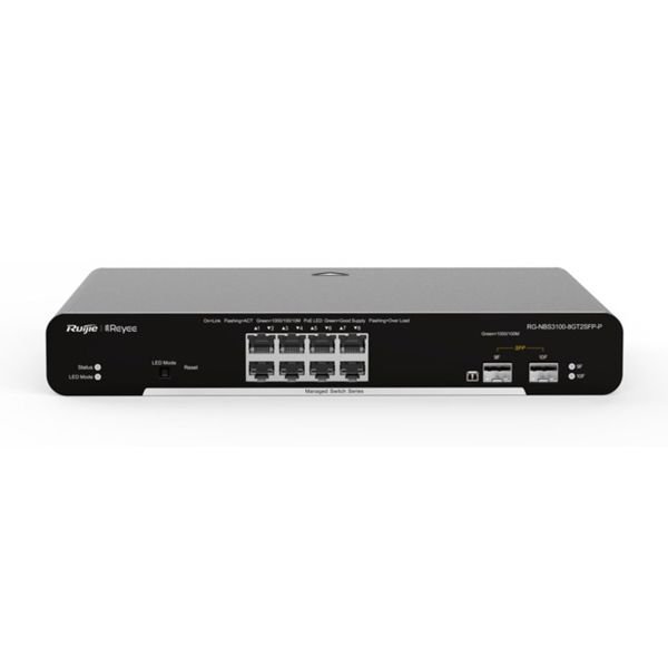 RUIJIE REYEE RG-NBS3100-8GT2SFP-P 8 PORT 10/100/1000 8 PORT POE 2 X SFP 125W RUJIE CLOUD YONETILEBILIR DESKTOP SWITCH