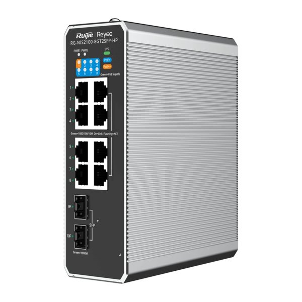 RUIJIE RG-NIS2100-8GT2SFP-HP 8 PORTLU 10/100/1000 GİGABİT ENDÜSTİRİYEL SWİTCH 2SFP 8PORT POE