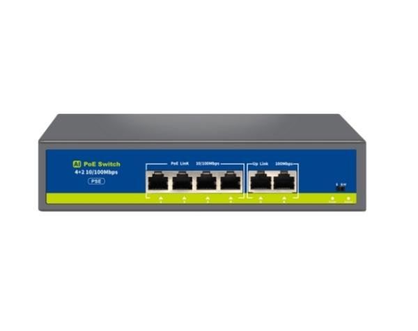 UNİSİGHT-NVCHIF0420FBL-C 4 PORT POE 2 PORT UPLİNK  10/100Mb 10/100Mb 75W POE SWİTCH